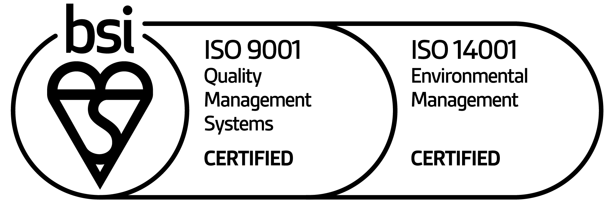 ISO 9001 Quality Management Systems Certified, ISO 14001 Environmental Management Certified